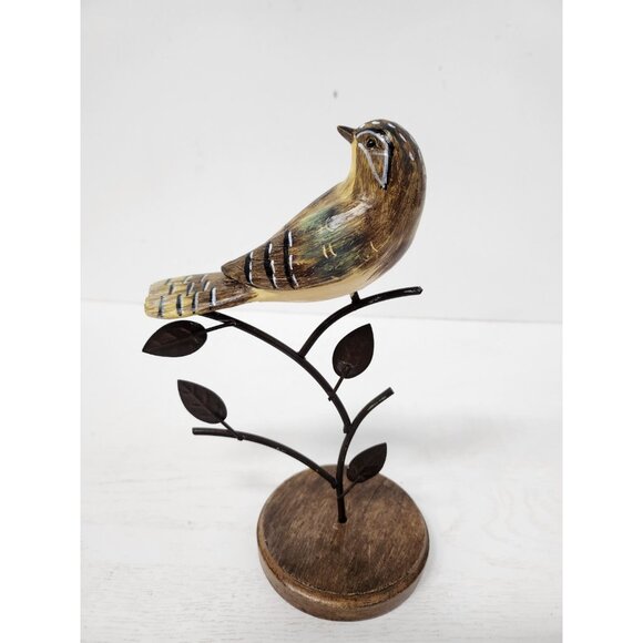 Vintage Bird on Metal Tree Handcrafted Figurine Statue Display Cottagecore - Picture 7 of 13